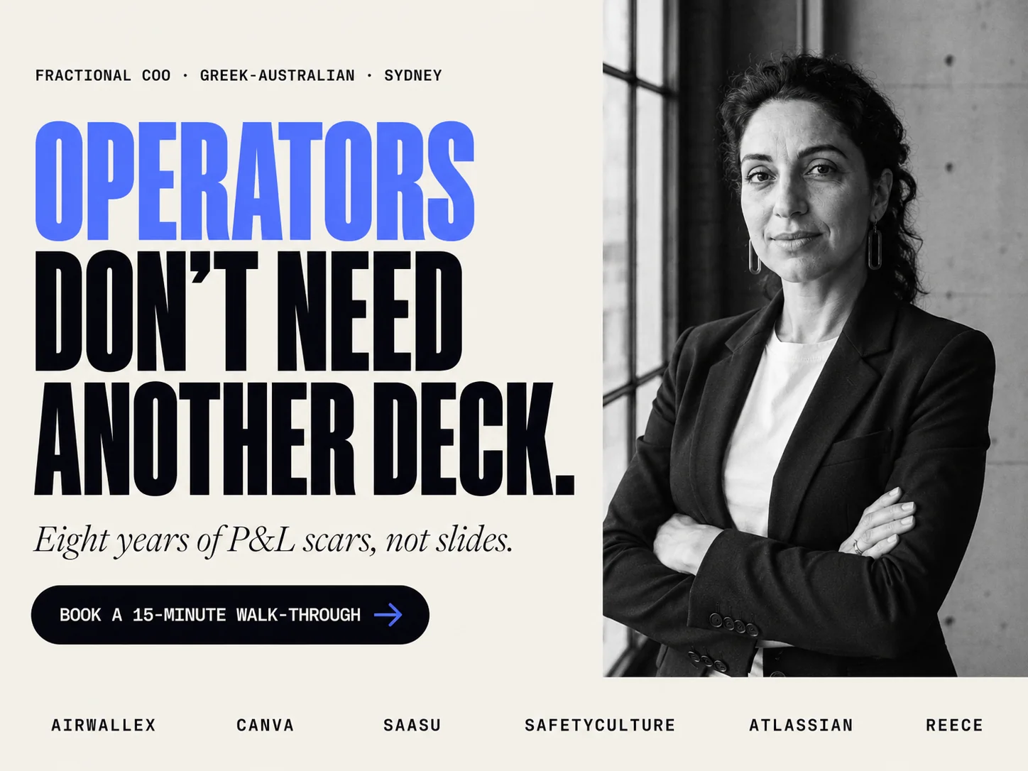 Walsh Bay design, Studio and Fractional Exec archetype